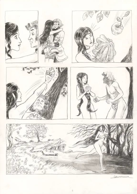 Black and white original page, Voltaire amoureux, Voltaire très amoureux (T.2), Clément Oubrerie