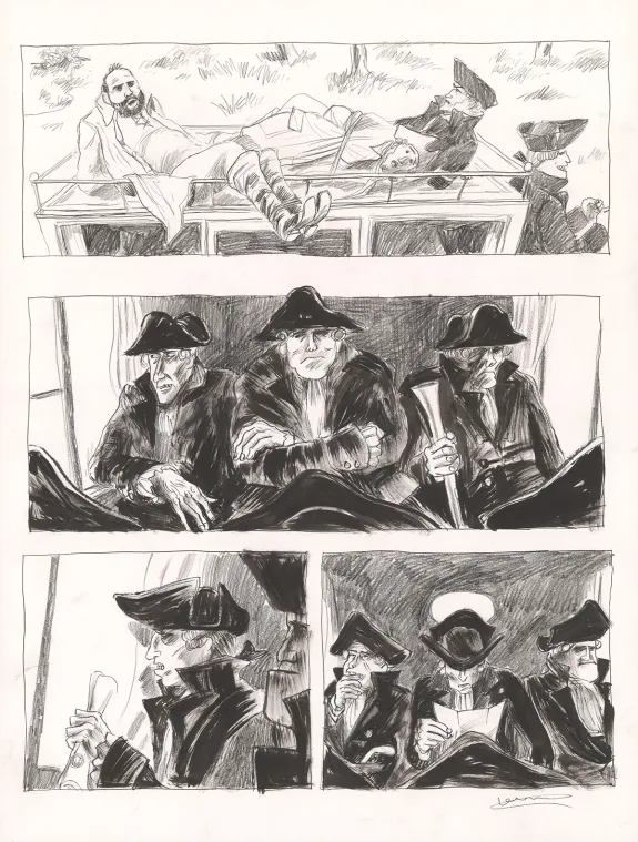 Black and white original page, Voltaire amoureux, Voltaire très amoureux (T.2), Clément Oubrerie