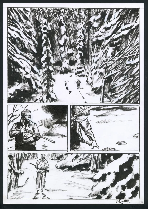 Black and white original page, La Dernière Reine, Jean-Marc Rochette