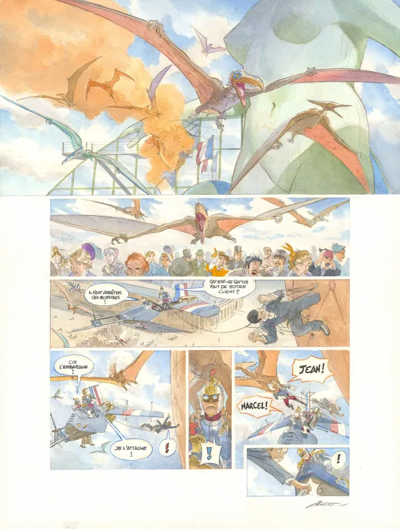 Colored original page, Le Château des étoiles, L'Exposition interplanétaire de 1875 (T.6), Alex Alice