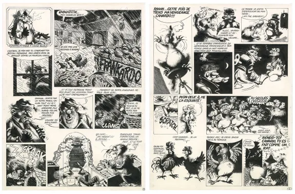 Black and white original page, Une enquête de l'Inspecteur Canardo, Premières enquêtes (T.1), Benoît Sokal