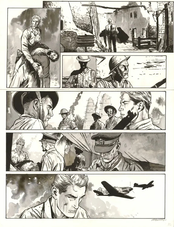 Black and white original page, Les Enfants du ciel, Bernard Vrancken