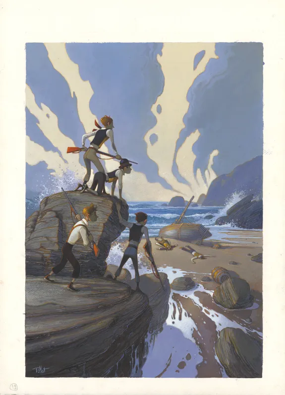 Colored illustration, Deux ans de vacances, Frédéric Pillot