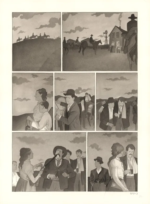 Black and white original page, Mauvaise Réputation, La Véritable histoire d'Emmett Dalton 1/2 (T.1), Emmanuel Bazin