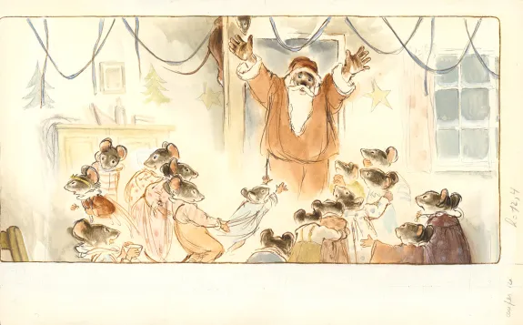 Illustration couleur, Ernest et Célestine, Noël chez Ernest et Célestine, Gabrielle Vincent
