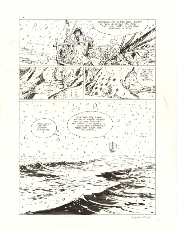 Black and white original page, Thorgal Saga, Wendigo (T.2), Corentin Rouge