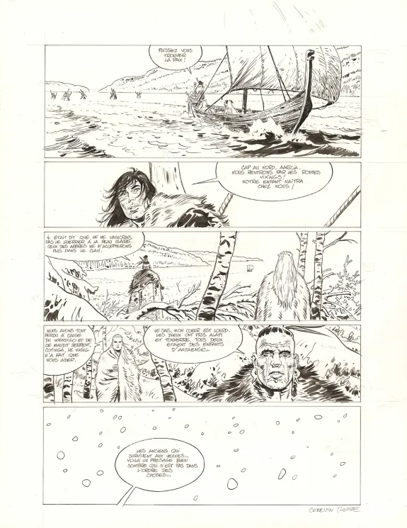 Planche noir et blanc, Thorgal Saga, Wendigo (T.2), Corentin Rouge