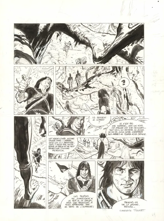 Black and white original page, Thorgal Saga, Wendigo (T.2), Corentin Rouge