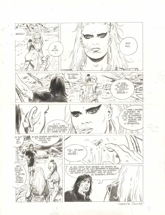 Black and white original page, Thorgal Saga, Wendigo (T.2), Corentin Rouge