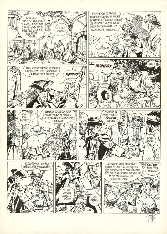 Planche noir et blanc, Giacomo C., Le Masque dans la bouche d'ombre (T.1),  Griffo