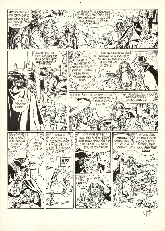 Planche noir et blanc, Giacomo C., Le Masque dans la bouche d'ombre (T.1),  Griffo