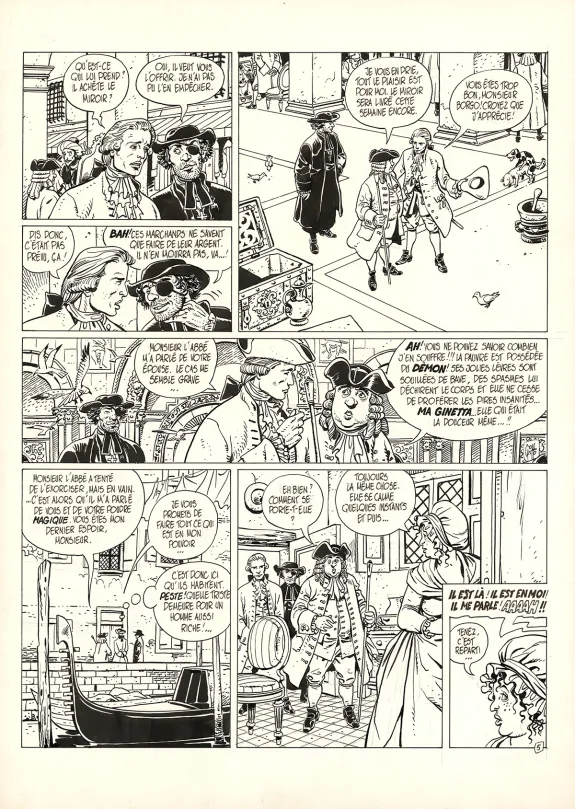 Black and white original page, Giacomo C., Le Masque dans la bouche d'ombre (T.1),  Griffo