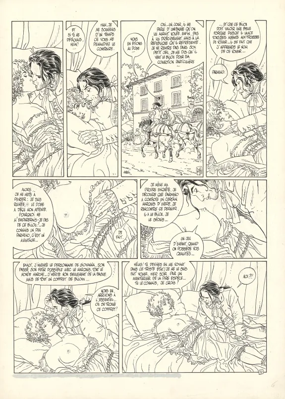 Black and white original page, Giacomo C., La Bague des Fosca (T.6),  Griffo