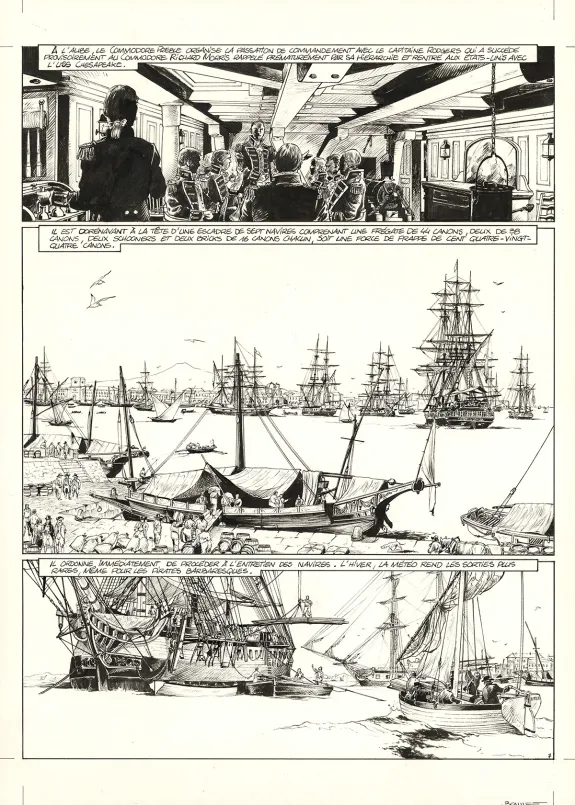 Planche noir et blanc, USS Constitution, Livre II - Il y a deux justices en mer, celle des gradés et celle des sans grades (T.2), Franck Bonnet