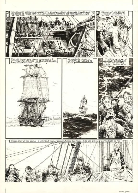 Planche noir et blanc, USS Constitution, Livre II - Il y a deux justices en mer, celle des gradés et celle des sans grades (T.2), Franck Bonnet