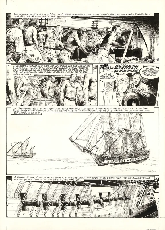 Planche noir et blanc, USS Constitution, Livre II - Il y a deux justices en mer, celle des gradés et celle des sans grades (T.2), Franck Bonnet