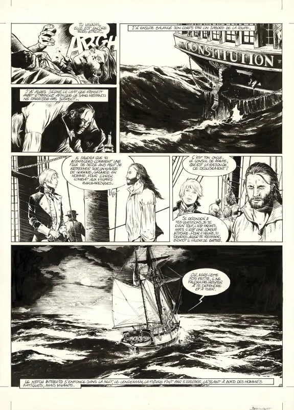 Planche noir et blanc, USS Constitution, Livre II - Il y a deux justices en mer, celle des gradés et celle des sans grades (T.2), Franck Bonnet