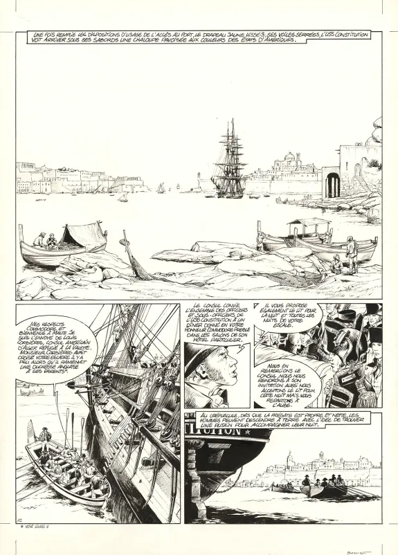 Planche noir et blanc, USS Constitution, Livre II - Il y a deux justices en mer, celle des gradés et celle des sans grades (T.2), Franck Bonnet
