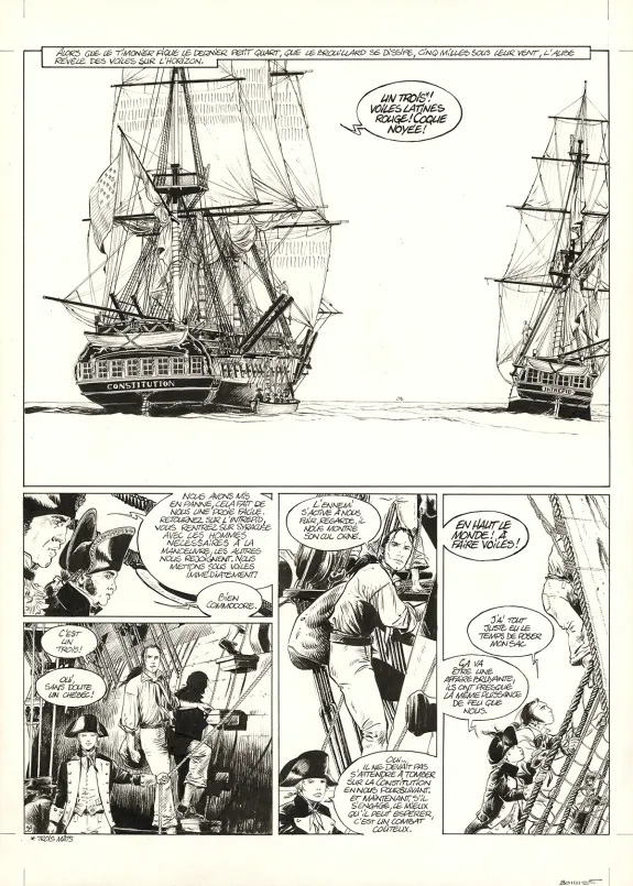 Planche noir et blanc, USS Constitution, Livre II - Il y a deux justices en mer, celle des gradés et celle des sans grades (T.2), Franck Bonnet