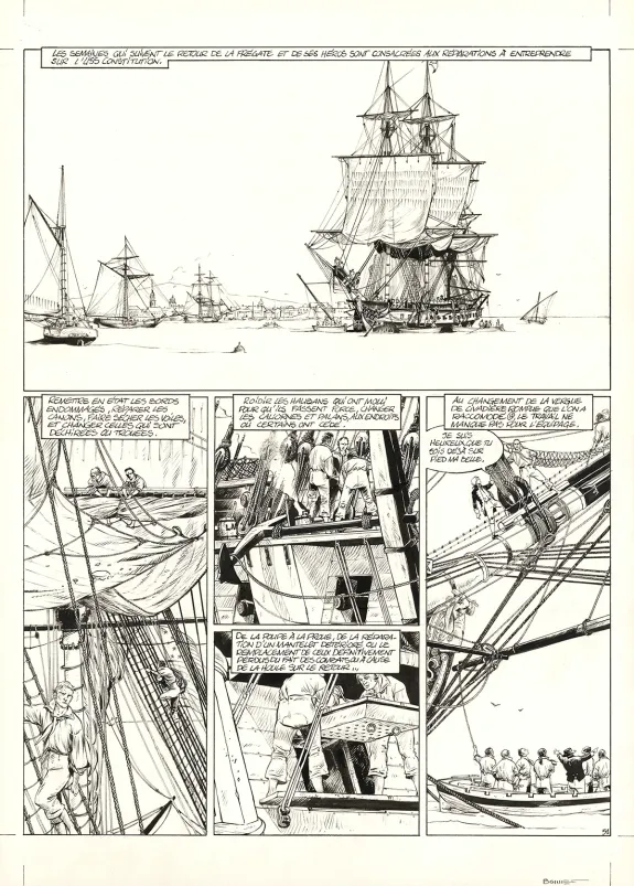 Planche noir et blanc, USS Constitution, Livre II - Il y a deux justices en mer, celle des gradés et celle des sans grades (T.2), Franck Bonnet