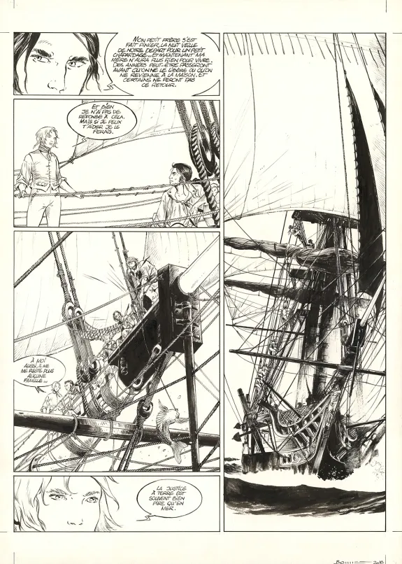 Planche noir et blanc, USS Constitution, Livre II - Il y a deux justices en mer, celle des gradés et celle des sans grades (T.2), Franck Bonnet