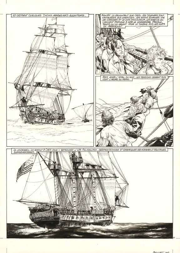 Planche noir et blanc, USS Constitution, Livre I - La Justice à terre est souvent pire qu'en mer (T.1), Franck Bonnet