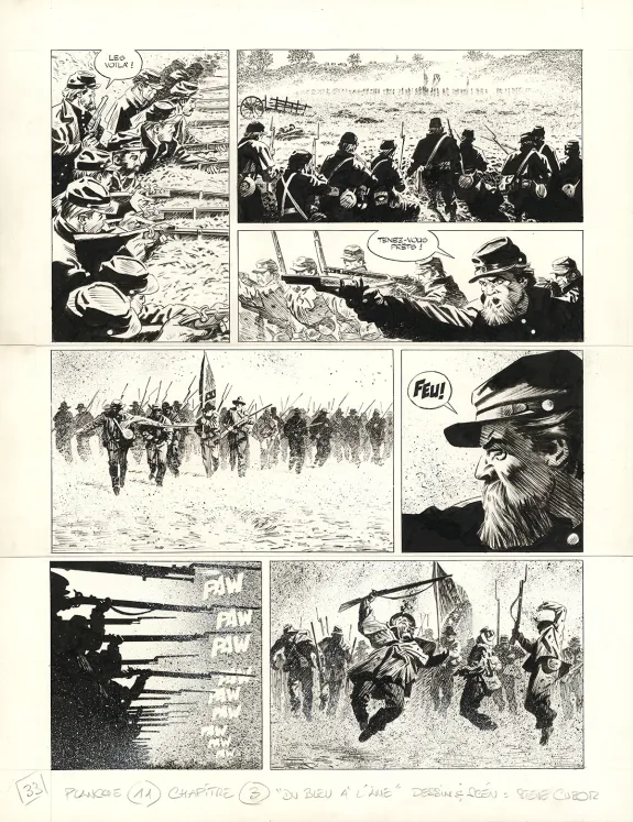 Black and white original page, Le Combat d'Henry Fleming, Steve Cuzor