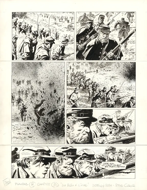 Planche noir et blanc, Le Combat d'Henry Fleming, Steve Cuzor