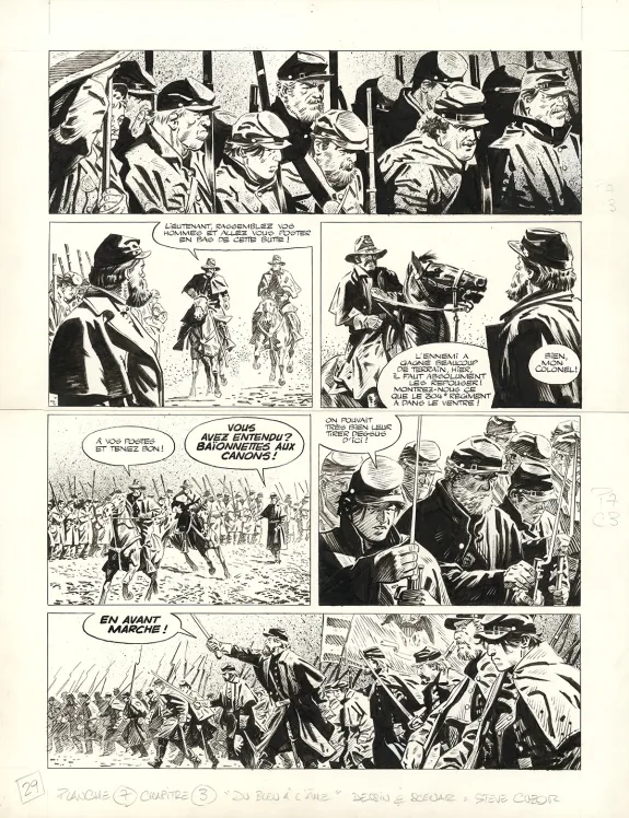 Planche noir et blanc, Le Combat d'Henry Fleming, Steve Cuzor