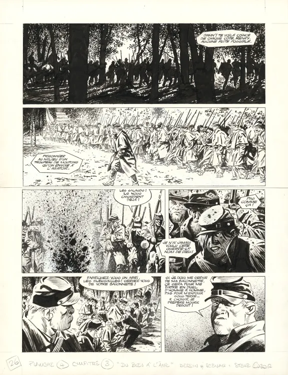 Planche noir et blanc, Le Combat d'Henry Fleming, Steve Cuzor