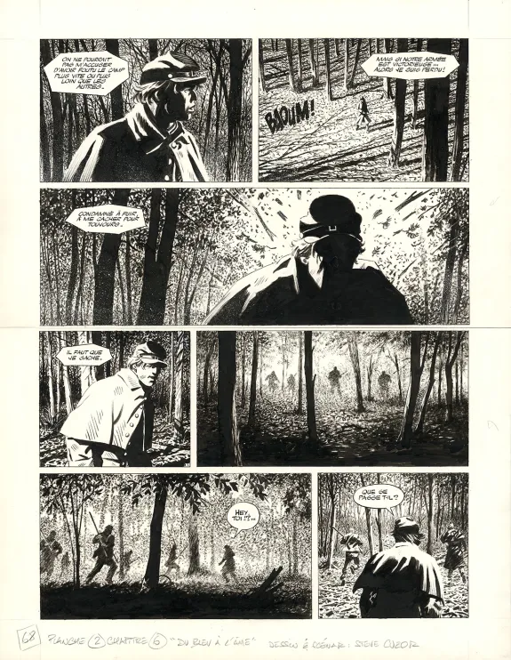 Planche noir et blanc, Le Combat d'Henry Fleming, Steve Cuzor