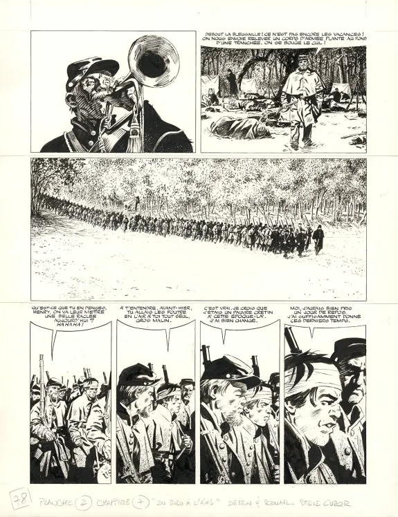 Planche noir et blanc, Le Combat d'Henry Fleming, Steve Cuzor