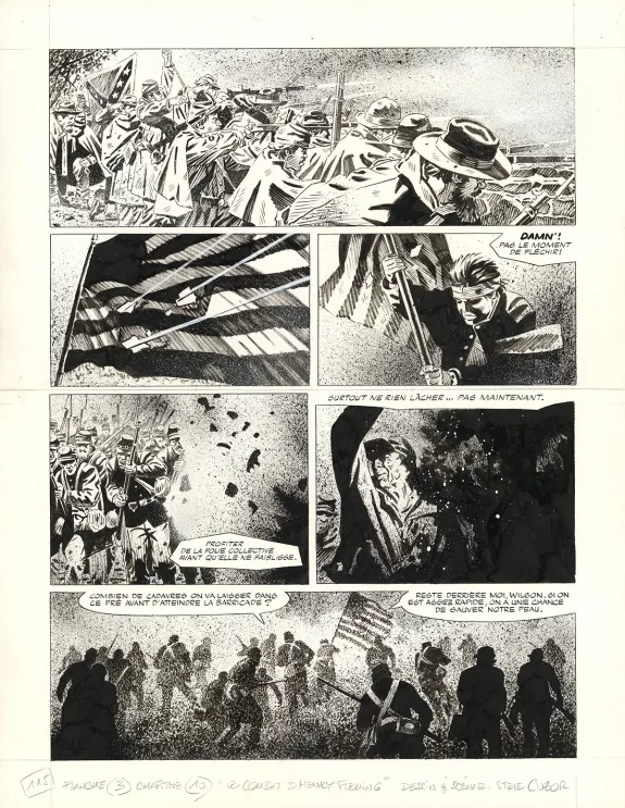 Planche noir et blanc, Le Combat d'Henry Fleming, Steve Cuzor