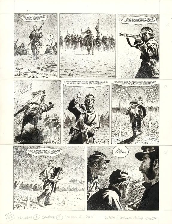 Planche noir et blanc, Le Combat d'Henry Fleming, Steve Cuzor