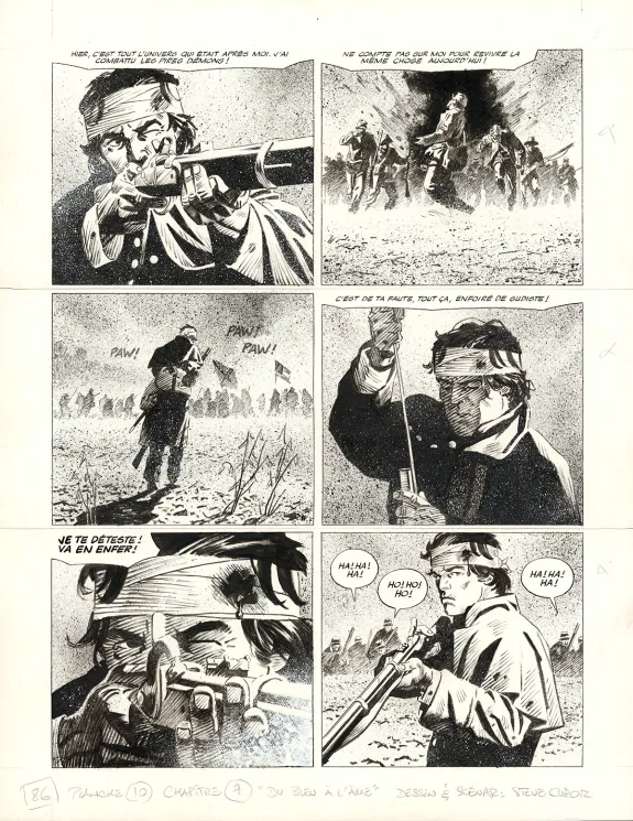 Planche noir et blanc, Le Combat d'Henry Fleming, Steve Cuzor