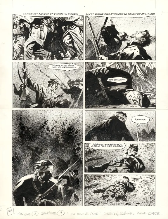 Planche noir et blanc, Le Combat d'Henry Fleming, Steve Cuzor