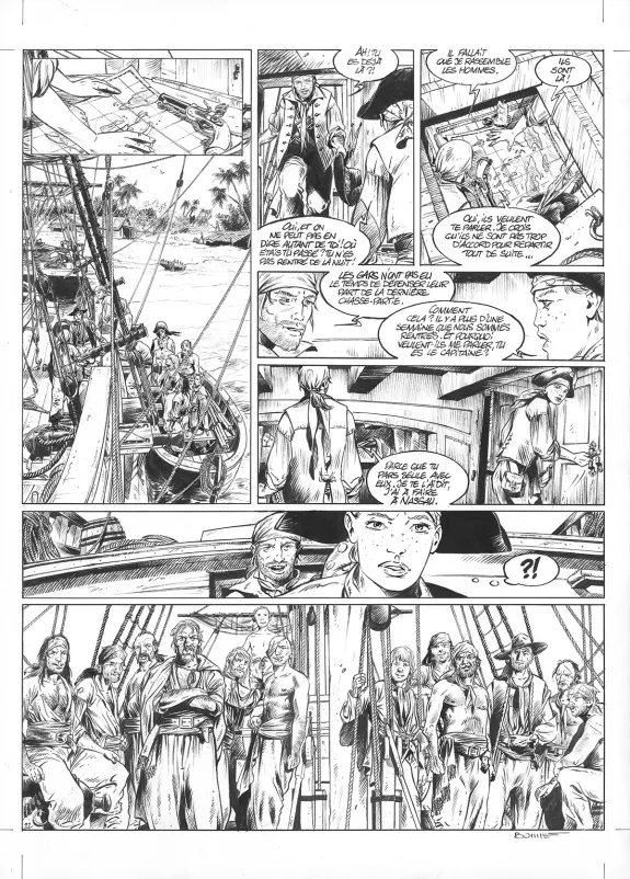 Planche noir et blanc, Ann Bonny, la louve des Caraïbes, Livre I (T.1), Franck Bonnet