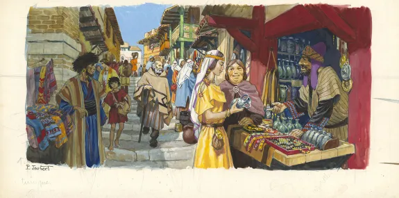 Colored illustration, La Vie privée des Hommes, Au Temps des Royaumes barbares (T.14), Pierre Joubert