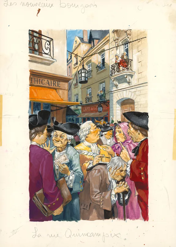 Illustration couleur, La Vie privée des Hommes, Au temps de Louis XV et des guerres en dentelle... (T.24), Pierre Joubert