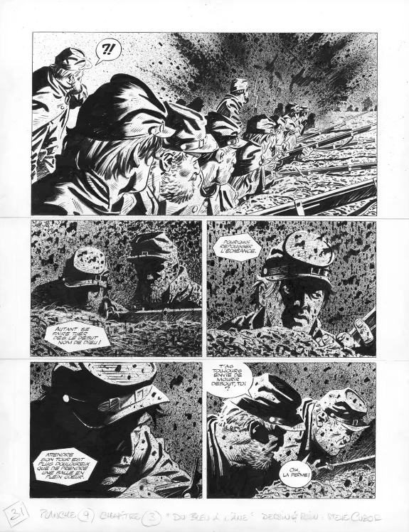 Planche noir et blanc, Le Combat d'Henry Fleming, Steve Cuzor