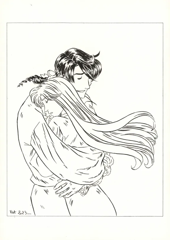 Illustration noir et blanc, La Rose écarlate , Patricia  Lyfoung 
