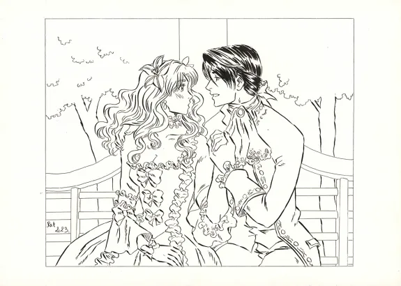Illustration noir et blanc, La Rose écarlate , Patricia  Lyfoung 