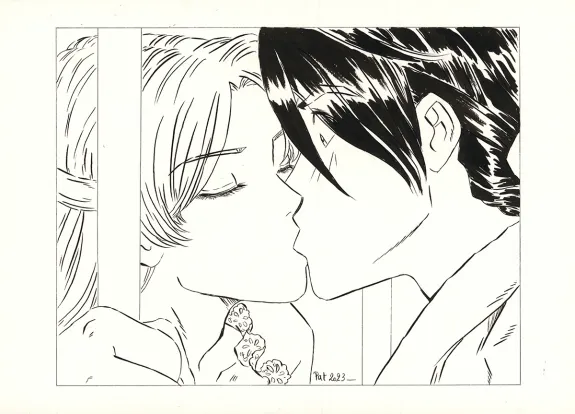 Illustration noir et blanc, La Rose écarlate , Patricia  Lyfoung 