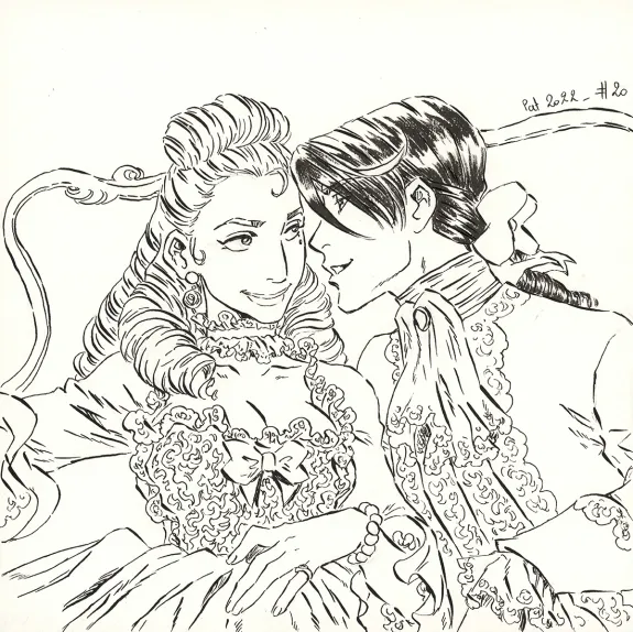 Illustration noir et blanc, La Rose écarlate , Patricia  Lyfoung 