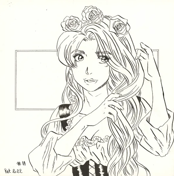 Illustration noir et blanc, La Rose écarlate , Patricia  Lyfoung 