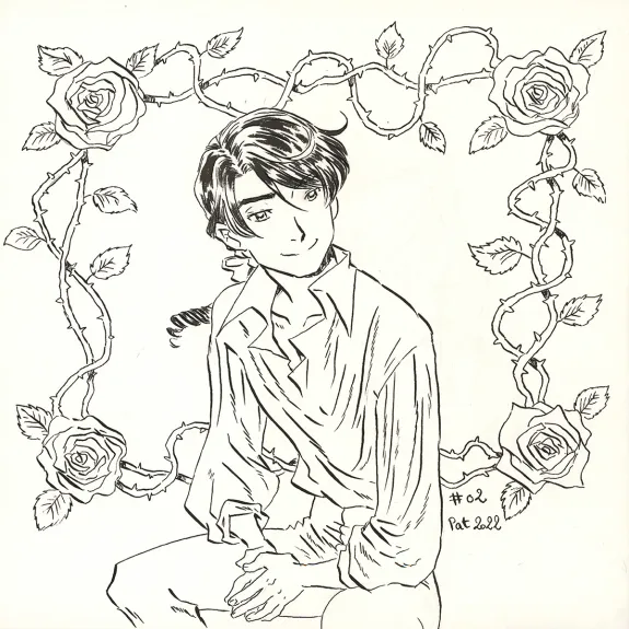 Illustration noir et blanc, La Rose écarlate , Patricia  Lyfoung 