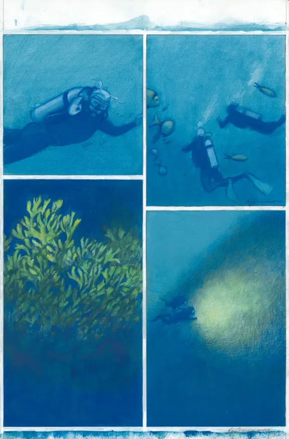 Colored original page, Octopolis, Gaétan Nocq
