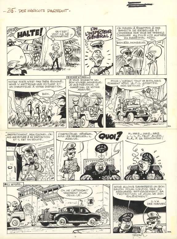 Black and white original page, Spirou et Fantasio, Des haricots partout (T.29), Jean-Claude Fournier