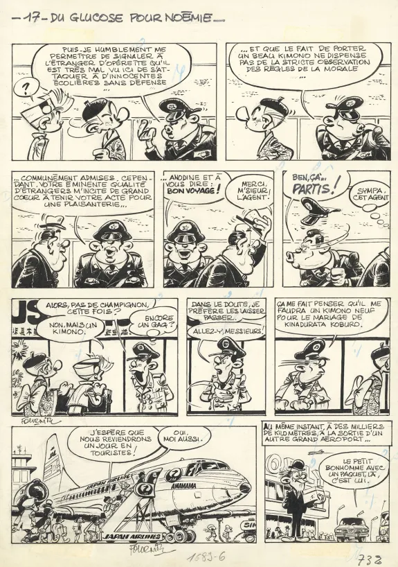 Planche noir et blanc, Spirou et Fantasio, Du Glucose pour Noémie (T.21), Jean-Claude Fournier