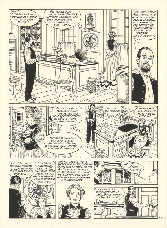 Planche noir et blanc, Les Maîtres de l'orge, Adrien, 1917 (T.3), Francis Vallès